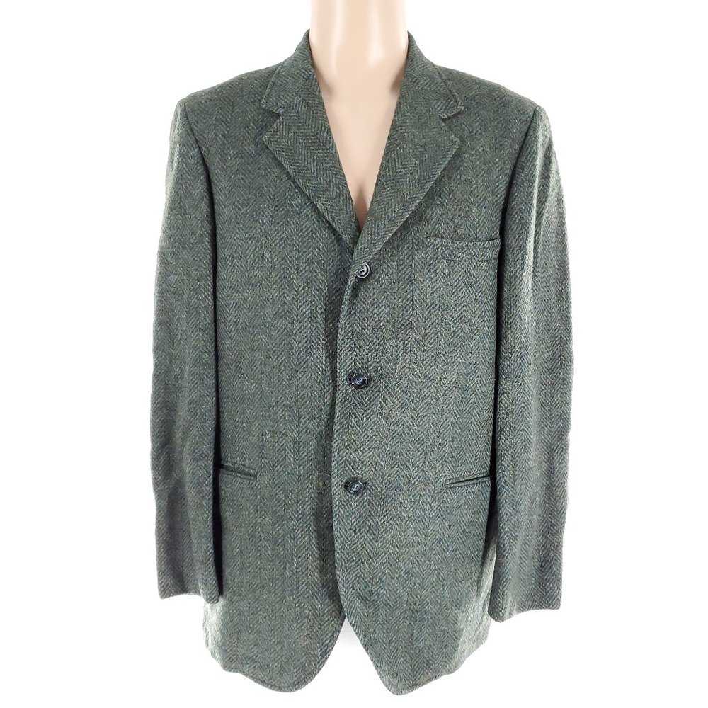 Clubman Men Sport Coat Blazer 3 Button Wool Color Green Size 43